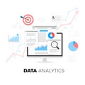 Data analytics information and web development website statistic. Vector illustration