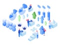 Data analytics isometric vector illustrations set