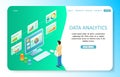 Data analytics landing page website vector template