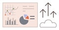 Data Visualization with Charts and Growth Concept Represented by Upward Arrows and Cloud Element Royalty Free Stock Photo
