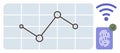 Data Analytics with Line Graph, Fingerprint Authentication, and Wireless Connectivity Concept Royalty Free Stock Photo