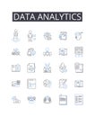 Data Analytics line icons collection. Expertise, Perfection, Proficiency, Competence, Adeptness, Capability, Expertness Royalty Free Stock Photo