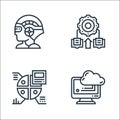 Data analytics line icons. linear set. quality vector line set such as cloud computing, data visualization, machine learning