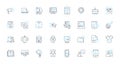 Data analytics linear icons set. Insight, Visualization, Trends, Dashboards, Algorithms, Business Intelligence