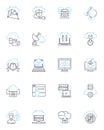 Data analytics linear icons set. Insights, Visualization, Patterns, Processing, Metrics, Optimization, Modelling line