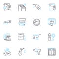 Data analytics linear icons set. Mining, Modeling, Visualization, Collection, Interpretation, Insight, Clustering line