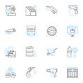 Data analytics linear icons set. Mining, Modeling, Visualization, Collection, Interpretation, Insight, Clustering line Royalty Free Stock Photo