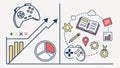 Data analytics network graph chart icons analysis vector design Generative AI Royalty Free Stock Photo