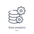data analytics settings icon from user interface outline collection. Thin line data analytics settings icon isolated on white