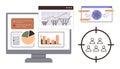 Data Analytics with Shopping Cart Metrics, User Targeting, and Graphical Insights on Monitor Royalty Free Stock Photo