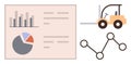 Data Analytics, Supply Chain and Logistics Concept with Charts, Graphs, and Forklift Icon Royalty Free Stock Photo