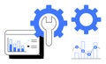 Data Analytics and System Optimization with Tools and Gears Concept Royalty Free Stock Photo