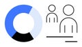 Data Analytics and Team Collaboration Concept with Minimalist Pie Chart and User Icons Royalty Free Stock Photo