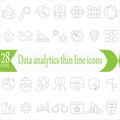 Data analytics thin line icons set. data analysis, analytics, optimization, mining, processing, statistic, monitoring, search, Royalty Free Stock Photo