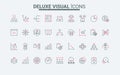 Data analytics, tools and methods, algorithms for information analysis line icons set Royalty Free Stock Photo