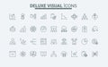 Data analytics, tools and methods, algorithms for information analysis line icons set Royalty Free Stock Photo