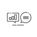 Data analytics vector icon, line outline analyzing information statistics chat, search optimization, investigation