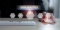 Data analytics visualization concept. Representing data analytics, AI, and various data management tools.