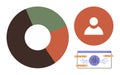Data Analytics Visualization with Pie Chart, User Profile Icon, and Computational Elements Royalty Free Stock Photo