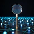 Data Analyzing Magnifying glass showing financial chart Royalty Free Stock Photo