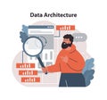 Data architecture inspection concept. Flat vector illustration