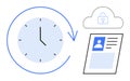 Data Backup and Security Concept with Clock Symbol, Cloud Lock Icon, and User Profile Document Royalty Free Stock Photo