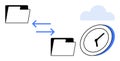 Cloud Backup and Data Synchronization with Folder and Clock Symbol Royalty Free Stock Photo