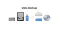 Data Backup Illustration Featuring Hard Drive USB Cloud Storage CD and DVD Icons Royalty Free Stock Photo