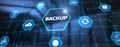Data backup information protection cyber security concept on virtual screen