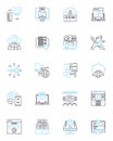Data backup linear icons set. Recovery, Restore, Archive, Protect, Disaster, Off-site, Cloud line vector and concept