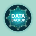 Data Backup magical glassy sunburst blue button sky blue background Royalty Free Stock Photo