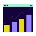Data bar graph line webpage 2D linear cartoon object Royalty Free Stock Photo