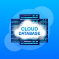 Data base, cloud. Network servers computer hardware technology decorative elements. Vector illustration Royalty Free Stock Photo