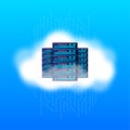 Data base, cloud. Network servers computer hardware technology decorative elements. Vector illustration Royalty Free Stock Photo