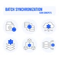 Data batch synchronization icon, Batch data transfer icon, Synchronize multiple files icon, Bulk data sync icon, Batch processing