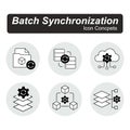 Data batch synchronization icon, Batch data transfer icon, Synchronize multiple files icon, Bulk data sync icon, Batch processing