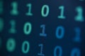 Data bits computer bits blue background of screen monitor. Royalty Free Stock Photo