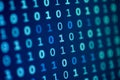 Data bits computer bits blue background of screen monitor. Royalty Free Stock Photo