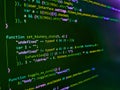 Data bits computer bits, shadow and dark vignette effect. Programming of Internet website. Php language and coding function Royalty Free Stock Photo