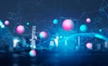 Data blocks and spheres in cyberspace, metaverse and New York cityscape