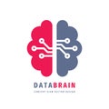 Data Brain - vector logo template concept illustration. Digital Mind sign. Distance education thinking symbol. Creative idea icon.