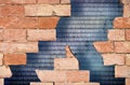 Data Breach concept with cracked brick wall and binary code Royalty Free Stock Photo
