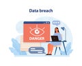 Data breach concept. Urgency and risk palpable. Flat vector illustration Royalty Free Stock Photo