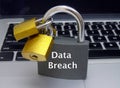 Data Breach Padlocks on Laptop Keyboard Royalty Free Stock Photo