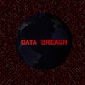 Data Breach text with earth by night and red hex code illustration Royalty Free Stock Photo