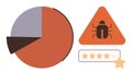 Data Bug Warning with Pie Chart and User Feedback Rating System Royalty Free Stock Photo