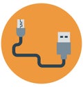 Data Cable Isolated Color Vector icon that can be easily modified or edit Royalty Free Stock Photo