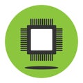 CPU processor icon on the green background