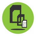 Sim card icon on the green background Royalty Free Stock Photo