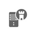 Data castle, data management concept, data storage concept, digital fortress, secured data house icon